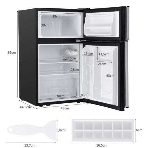 Réfrigérateur Compact Mini-réfrigérateur 90 L Congélateur Séparé avec Design à 2 Portes Fonctionnement Silencieux Blanc/Gris/Noir - Image 14