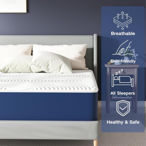 Matoresu Double Mattress 160 x 190 cm Memory Foam Height 25 cm Medium Rigid H3 Ergonomic 7 Zone Cold Foam Comfortable Breathable Fabric Cover - Image 40