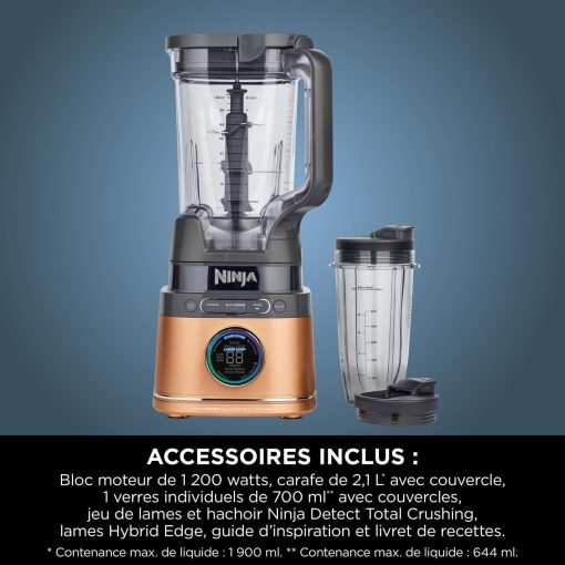 Ninja Detect Power Blender Processor Pro 3-en-1, mixeur 1200W, bol à mélanger, lame malaxeur, gobelet individuel, récipient, pétrir, mixer, hacher et mélanger, noir, TB401EU - Image 30