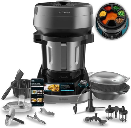 Cecotec Robot de Cuisine Mambo Black. 23 Fonctions, 10 Niveaux de Température, 1700W, 2,5 kg de Pate, Cruche de 3,3L, 10 Vitesses, Minuterie, Température Réglable de 37 °C à 120 °C - Image 5