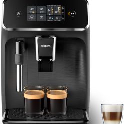 Philips Série 2200 Machine Expresso Automatique - 2 Boissons, Mousseur à Lait Classique, écran Tactile, Broyeur Céramique, Aroma Seal, Noir Mat (EP2220/10)