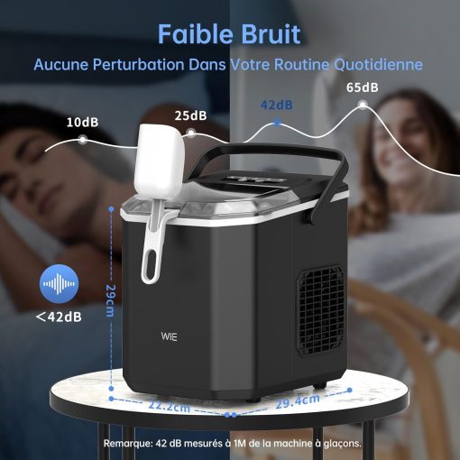 WIE Ice Maker, 12kg in 24h, Quiet Counter Top Ice Maker with Ice Scoop, Self-Cleaning and Portable Ice Maker for Home/Kitchen/Camping - Image 7