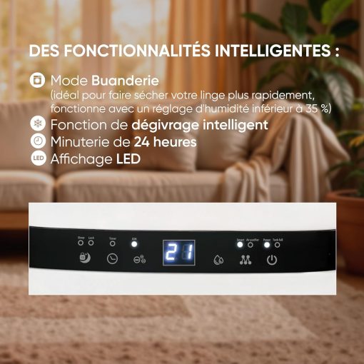 BESTHERM - Déshumidificateur d'air BESTHERM - Nova 5L/jour, réservoir amovible, filtre à charbon actif, ioniseur intégré - Image 5