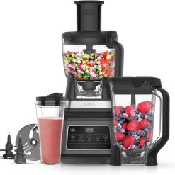 Ninja 3-in-1 Food Processor and Blender with 5 Programs: Mixer, Mixer Max, Chop, Mix, Puree, Bowl 1.8L, Jug 2.1L, Cup 700ml, 1200W, Dishwasher Safe, Auto-iQ, Black BN800EU