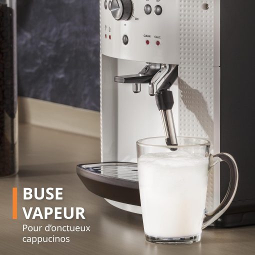 Krups Machine à café grain, 1,7 L, 2 tasses en simultané, Nettoyage automatique, Buse vapeur pour Cappuccino, Cafetière espresso, Essential noire YY8125FD, Noir - Image 6
