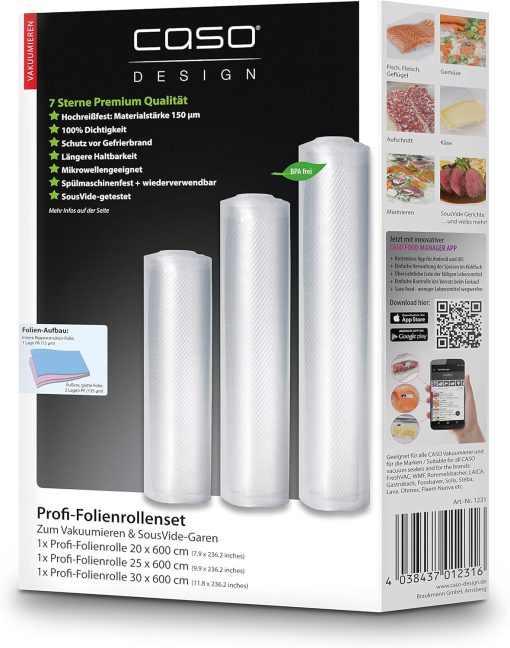 Caso FastVac 500, Professional Commercial Vacuum Sealer, Stainless Steel, Double Piston Pump, 15 Litres/Minute, Includes 2 Free Foil Rolls - Image 21
