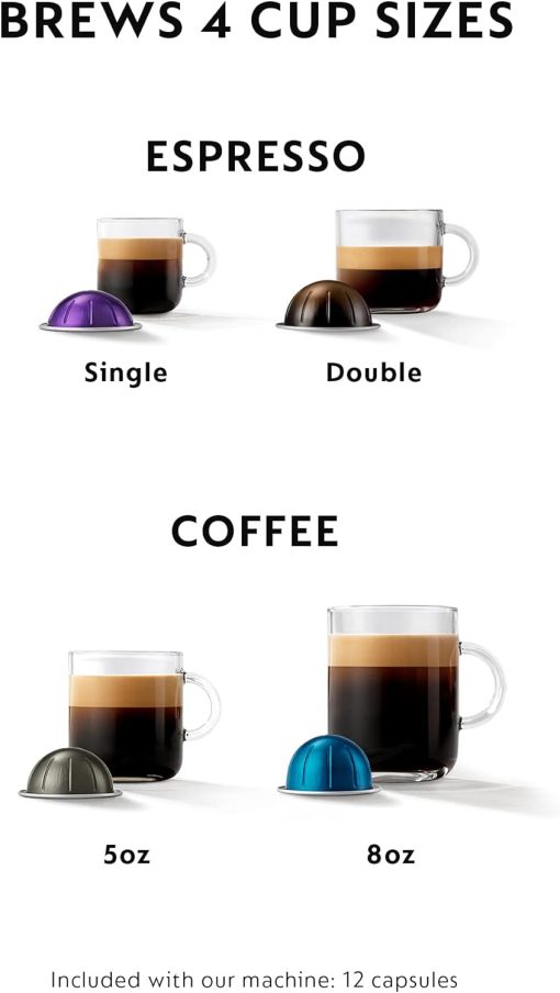 Nespresso Vertuo Next Coffee and Espresso Machine by De'Longhi with Milk Frother, 8 ounces, Dark Grey - Image 24