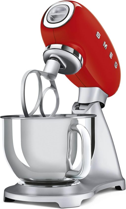 Smeg, Robot Patissier SMF02BLEU, 10 Niveaux de Vitesse, Fonction Mise en Marche Progressive, Bol 4,8 L, Verrouillage Moteur de Sécurité, Batteur Plat, Crochet et Couvercle Fournis, 800W, Noir - Image 6
