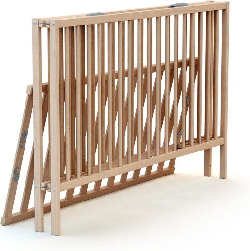 WEBABY - Lit bébé pliant 60x120cm Blanc | Bois massif | Dès la naissance |Confort de sommeil | Sommier à lattes | Compact | Transportable | Pliable |Gain de place | Lit de voyage - Image 10