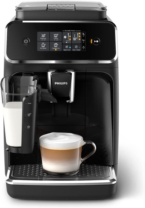 Philips Series 2200 Espresso Machine - Coffee Bean - LatteGo Milk Frother, 3 Coffee Specialties, Intuitive Touch Screen, Glossy Black (EP2231/40)