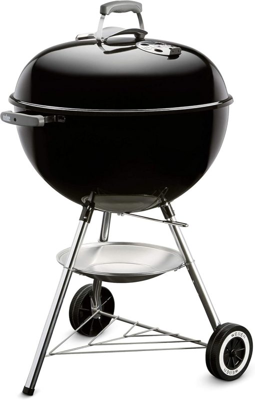 Weber Classic Kettle barbecue au charbon de bois, surface de cuisson ? 57cm, barbecue avec couvercle et cuve en acier emaillé, thermomètre intégré au couvercle, trépied et roues - Noir (1341504) - Image 9