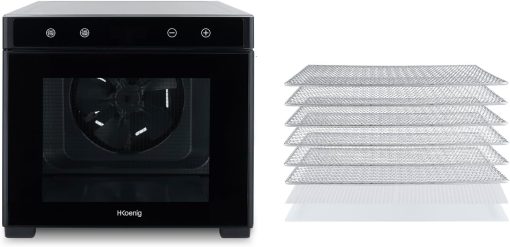 H.Koenig Déshydrateur Alimentaire de nourriture DSY900, pour Fruits, Légumes, Herbes, 6 Plateaux à Séchage amovibles, Thermostat variable de 35° à 70°C, Ecran LCD tactile, 650 W - Image 2