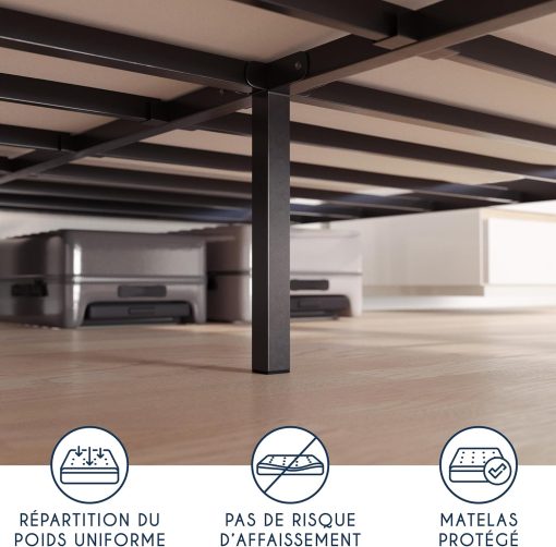 Dreamzie Cadre de Lit 160x200 avec Sommier - Sommier 160x200 avec Pieds - Hauteur de 35 cm - Structure Solide, Assemblage Facile et Espace de Rangement - Image 34