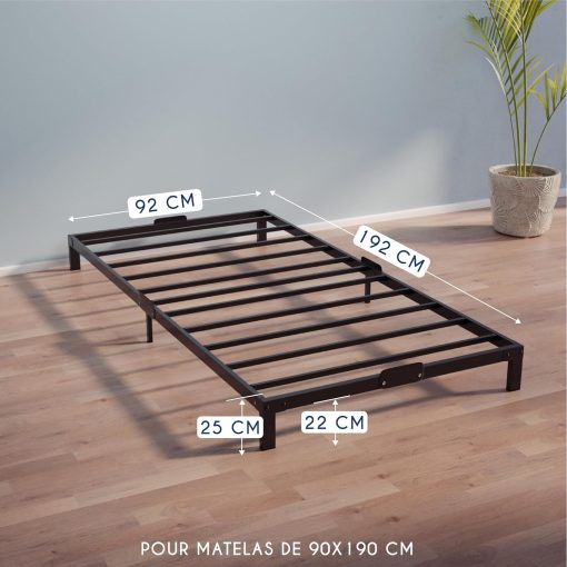 Dreamzie Cadre de Lit 160x200 avec Sommier - Sommier 160x200 avec Pieds - Hauteur de 35 cm - Structure Solide, Assemblage Facile et Espace de Rangement - Image 14
