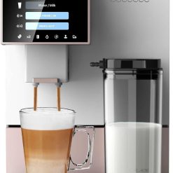Cecotec Machine à Café Superautomatique Cremmaet Compactccino Black Rose, 19 bars, Réservoir à lait, Système Thermoblock, 5 niveaux de mouture, Réservoir à café 150g