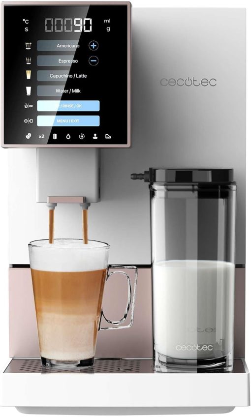 Cecotec Machine à Café Superautomatique Cremmaet Compactccino Black Rose, 19 bars, Réservoir à lait, Système Thermoblock, 5 niveaux de mouture, Réservoir à café 150g