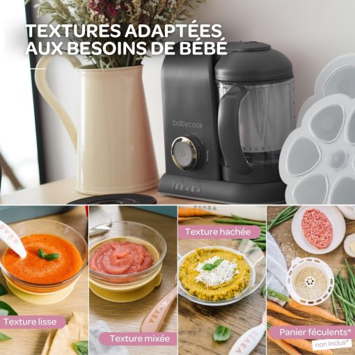 BéABA, Babycook Solo, Robot Bébé 4 en 1 Mixeur-Cuiseur, Cuisson Vapeur, Diversification alimentaire, Petits pots bébé maison, Noir - Image 11