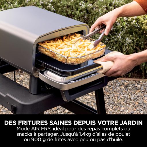 Ninja Woodfire Four à pizza extérieur électrique 8-en-1, rotissoire & fumoir barbecue avec grille, plaque pro-heat, pierre à pizza, granulés de bois et pelle, 6 réglages, orange foncé OO101EU - Image 22