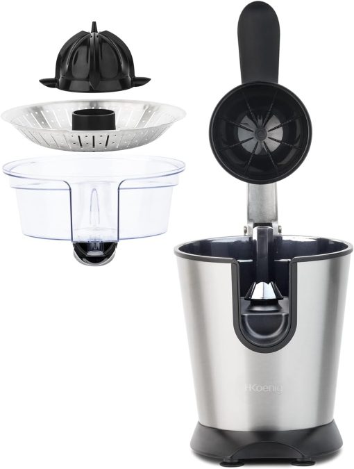 H.Koenig AGR80 160W Professional Electric Citrus Juicer Stainless Steel Lever and Filter Drip Free BPA Free Dishwasher Safe Parts - Image 8