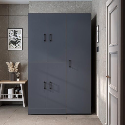 ROOMART Dora - Armoire de machine à laver - Pour sèche-linge et machine à laver - En 4 couleurs - Avec portes et panneau coulissant - Blanc - Chêne blanc - Chêne anthracite - Chêne blanc (chêne blanc) - Image 20
