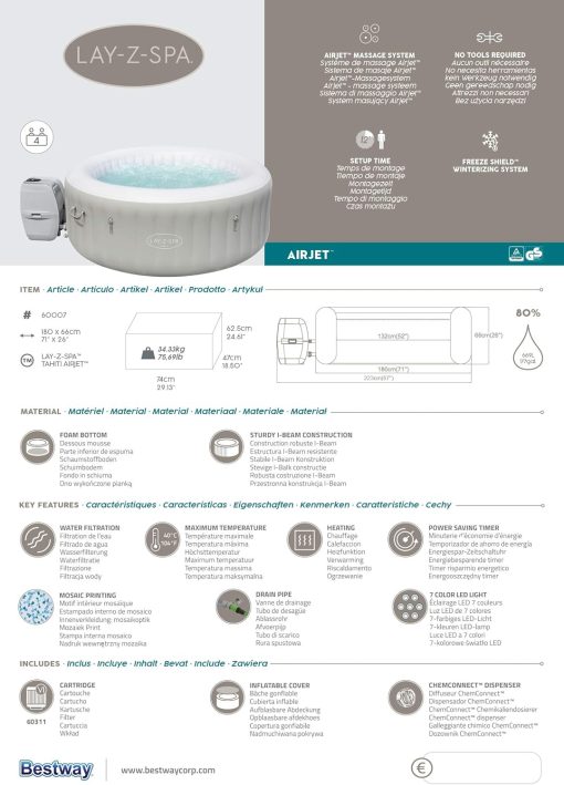 Spa gonflable rond BESTWAY Lay-Z-Spa? Miami Airjet? 2 - 4 personnes - Image 43