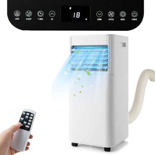 GOPLUS Climatiseur Mobile 9000BTU 2,6kW, Climatiseur 4 en 1 Fonction de Refroidissement, Déshumidification, Ventilation, Mode Nuit, Minuterie 24H, Contr?le Télécommande/écran, 20㎡, Noir, R290 - Image 2