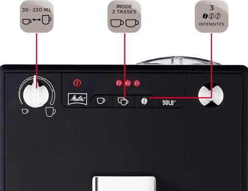 Melitta Caffeo Solo Noir Pure Black, Machine à Café à Grains avec Broyeur et Système d'Extraction des Ar?mes, Affichage LED, Mode 1 à 2 Tasses, Cafetière Expresso, Automatique, E950-222, 1400W - Image 32