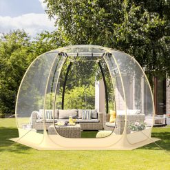 Tente Bulle à Ouverture Instantanée pour 6 à 10 Personnes Tente D?me d'Extérieur 328 x 328 cm Résistante Aux Intempéries Transparent