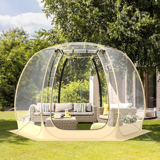 Tente Bulle à Ouverture Instantanée pour 6 à 10 Personnes Tente D?me d'Extérieur 328 x 328 cm Résistante Aux Intempéries Transparent