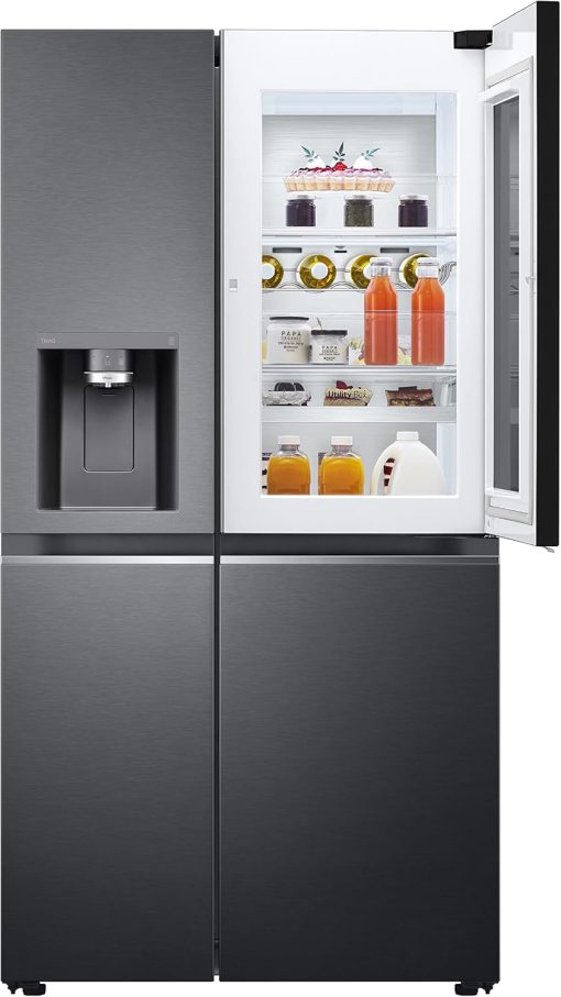 LG GSXV91MCAF Réfrigérateur combiné - Side by Side, 635L, InstaView, Total No-Frost, Compartiment congélation, Distributeur d'eau et glace UVnano, Compresseur Inverter Linear, Wi-Fi, Noir, Classe F - Image 6