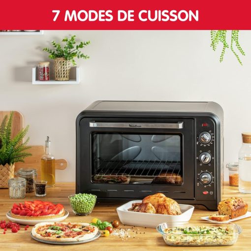 Moulinex Oven, 33 L, Rotating heat, Advanced convection, 6 cooking modes, Thermostat adjustable up to 240°C, Timer 120 min, Reversible grill, Silicone oven mitts, Optimo Black OX464811 - Image 14