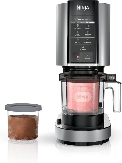 Ninja NC301 CREAMi Ice Cream Maker, for Gelato, Mix-ins, Milkshakes, Sorbet, Smoothie Bowls & More, 7 One-Touch Programs, with (2) Pint Containers & Lids, Compact Size, Perfect for Kids, Silver - Image 4