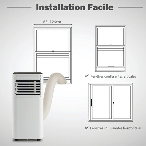 GOPLUS Climatiseur Mobile 9000BTU 2,6kW, Climatiseur 4 en 1 Fonction de Refroidissement, Déshumidification, Ventilation, Mode Nuit, Minuterie 24H, Contr?le Télécommande/écran, 20㎡, Noir, R290 - Image 22
