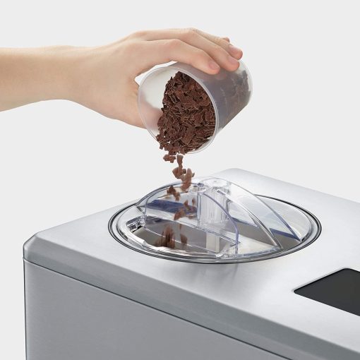 SEVERIN EZ 7405 2-in-1 Ice Cream Maker, Includes Ice Cream Container (2L) and Recipe Book, Digital Timer, Lid Open, Silver - Image 4