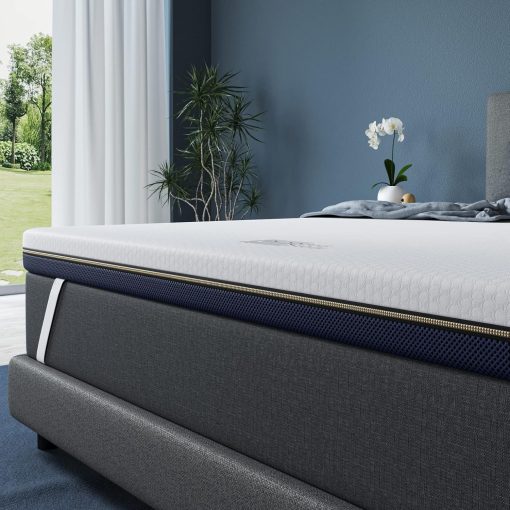 BedStory Mattress Topper 160 x 200 cm, Thickness 10 cm, Memory Foam Mattress Topper 160 x 200 cm Gel Infused Ergonomic Mattress Topper, High Density Ventilation, Hypoallergenic Washable Cover - Image 8