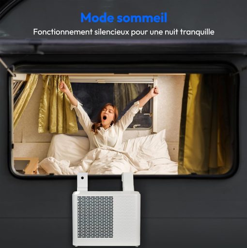 MEDION Smart Climatiseur Split P502 (5000 BTU, 3-en-1, Refroidir, Déshumidification, Ventilation, pour caravane, camping-car, kit de joint de fenêtre, mode sommeil, contr?le Wifi, écran, MD 37735) - Image 4