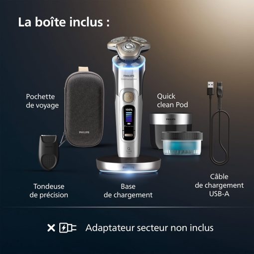 Philips Rasoir i9000 Prestige Ultra, Rasoir électrique 100% étanche, Technologie Skin IQ Pro, Système Triple Lift & Cut, Lames de précision NanoTech rotatives 360°, 5 modes de rasage, XP9401/38 - Image 12
