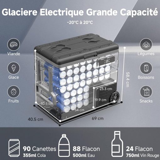 AAOBOSI 45L Glacière à Compresseur, Glaciere électrique -20℃ à 20℃, Frigo Camion APP&Bouton Contr?le, 12/24V DC et 100-240V AC Glaciere Camping Pour Voiture, Camion, Bateau et Prise De Courant - Image 43