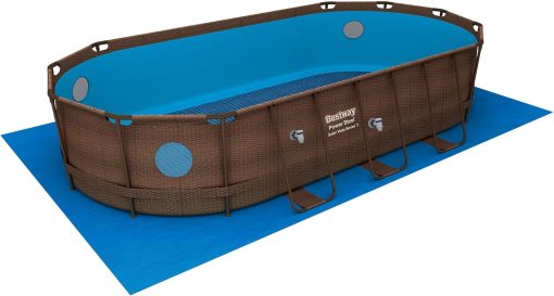Bestway 56946 Piscine Power Steel? Swim Vista ovale 488 x 305 x 107 cm motif rotin avec hublots, filtration à sable, échelle, bache et diffuseur Chemconnect? - Image 11