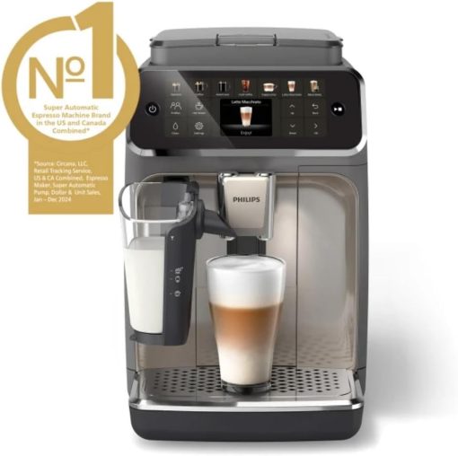 PHILIPS 4400 Series Fully Automatic Espresso Machine – 12 Hot & Iced Coffees, Quick-to-Clean LatteGo Milk System, SilentBrew, QuickStart, Ceramic Grinder, Black Chrome (EP4444/90) - Image 5