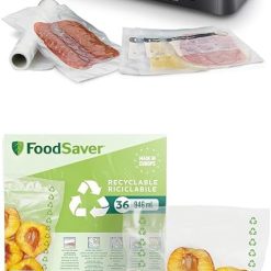 FoodSaver Machine Sous Vide avec compartiment de rangement pour rouleau et cutter, fonction marinade, inclus sacs de mise sous vide assortis et adaptateur intégré [FFS017X ]