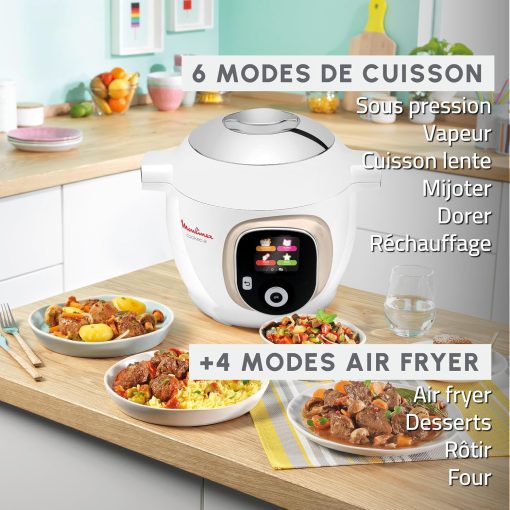 Moulinex, Cookeo Multicuiseur intelligent 6L, 150 recettes intégrées, Cuisson sans surveillance, Ecran intuitif, Guide de cuisson, Application MyMoulinex, 1600W, Blanc, 15 ans réparabilité - Image 43