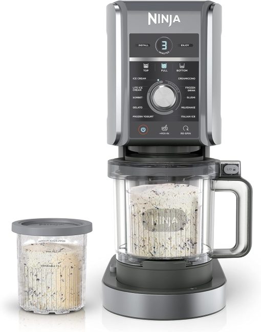 Ninja NC301 CREAMi Ice Cream Maker, for Gelato, Mix-ins, Milkshakes, Sorbet, Smoothie Bowls & More, 7 One-Touch Programs, with (2) Pint Containers & Lids, Compact Size, Perfect for Kids, Silver - Image 3