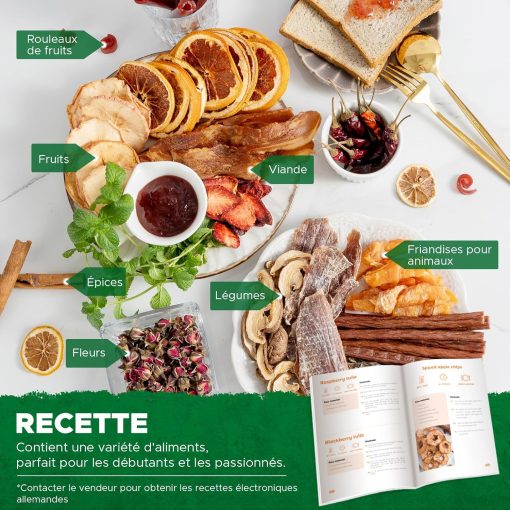 Kwasyo Food Dehydrator, 10 Trays ? Desiccator with Timer (24H) ? Fruit and Vegetable Dehydrator Adjustable Temperature (30 to 90°C) + 1 x Recipe Book - Image 20