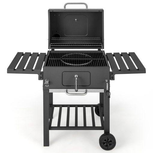 Barbecue à Charbon de Bois Portable avec 2 Tables d'Appoint Noir - Image 4