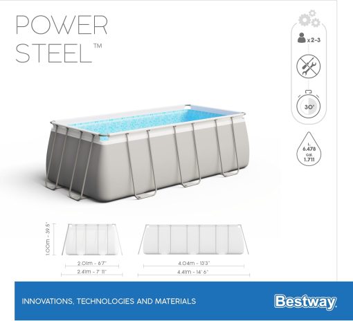 Piscine Hors Sol 404 x 201 x 100 cm BESTWAY Rectangulaire Power Steel? Piscine Tubulaire - Image 6