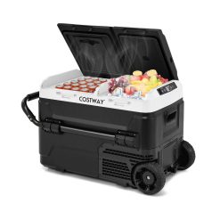 Glacière électrique Portable Double Zone 40L Réfrigérateur de Voiture 12 V à Compresseur -20℃?~?20℃ 12/24V CC et 100-240V CA Noir