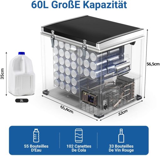 AAOBOSI 45L Glacière à Compresseur, Glaciere électrique -20℃ à 20℃, Frigo Camion APP&Bouton Contr?le, 12/24V DC et 100-240V AC Glaciere Camping Pour Voiture, Camion, Bateau et Prise De Courant - Image 28