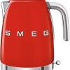 Smeg, Bouilloire à Température Variable KLF04RDEU 1,7 L, Plusieurs Température, Filtre Anticalcaire Lavable, Arrêt Automatique de Sécurité, Indicateur de Niveau d'Eau, Range Cable, 2400W, Rouge