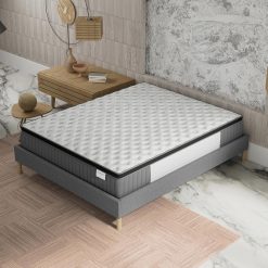 sensoreve November- Matelas Elekctra 140x190cm- épaisseur 30cm- Hybride: Ressorts ensachés+Mousse Mémoire de Forme - Soutien Tonique & indépendance de Couchage-Label SANITIZED(Anti bactérien/acarien)